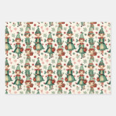 かわいいヴィンテージ小妖精や小人クリスマスシーズン ラッピングペーパーシート (正面3)