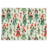 かわいいヴィンテージ小妖精や小人クリスマスシーズン ラージペーパーバッグ (裏面)