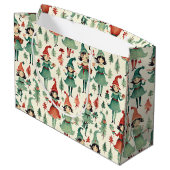 かわいいヴィンテージ小妖精や小人クリスマスシーズン ラージペーパーバッグ (裏面アングル)