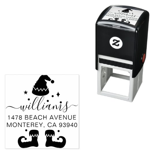 かわいいヴィンテージ小妖精や小人クリスマス差出人住所 セルフインキングスタンプ (インサイチュ)