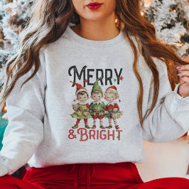 かわいいヴィンテージ小妖精や小人クリスマス スウェットシャツ