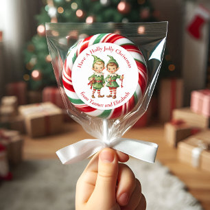 かわいいヴィンテージ小妖精や小人ホリーすてきカスタムクリスマス ラウンドシール