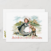 かわいいヴィンテージ巡礼少女と料理ポット シーズンカード (正面/裏面)