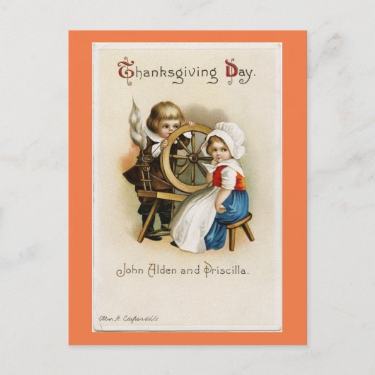 かわいいヴィンテージ巡礼者 ポストカード (正面)