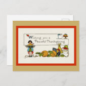 かわいいヴィンテージ平和な感謝祭 ポストカード (正面/裏面)