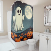 かわいいヴィンテージ幽霊&パンプキンハロウィーンアート シャワーカーテン (インサイチュ)