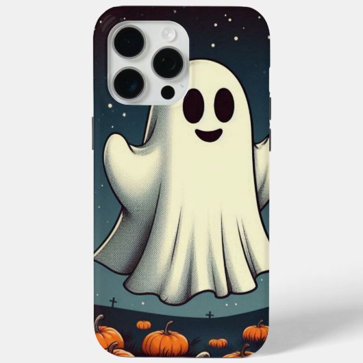 かわいいヴィンテージ幽霊&パンプキンハロウィーンアート Case-Mate iPhoneケース (裏面)