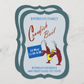 かわいいヴィンテージ感じ·クロフィッシュがゆでる 招待状 (正面/裏面)