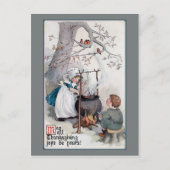 かわいいヴィンテージ感謝祭の子ども シーズンポストカード (正面)