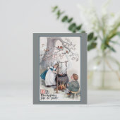 かわいいヴィンテージ感謝祭の子ども シーズンポストカード (スタンド正面)