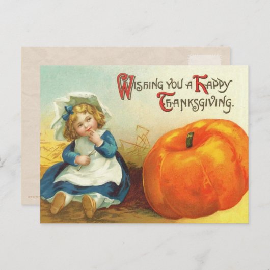 かわいいヴィンテージ感謝祭はがき シーズンポストカード (正面/裏面)