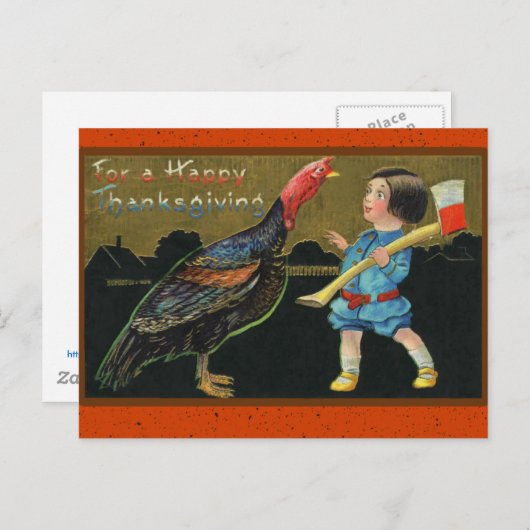 かわいいヴィンテージ感謝祭カード シーズンポストカード (正面/裏面)