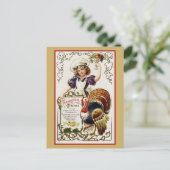 かわいいヴィンテージ感謝祭メニュートルコ ポストカード (スタンド正面)