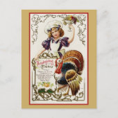 かわいいヴィンテージ感謝祭メニュートルコ ポストカード (正面)