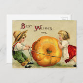 かわいいヴィンテージ感謝祭 シーズンポストカード (正面/裏面)