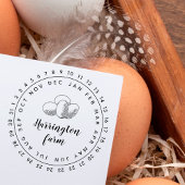 かわいいヴィンテージ手描き卵ラウンドファミリーファーム ラバースタンプ