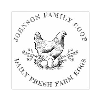 かわいいヴィンテージ手描き鶏卵カートン ラバースタンプ