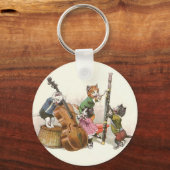 かわいいヴィンテージ擬人化遊猫たちの音楽 キーホルダー (正面)