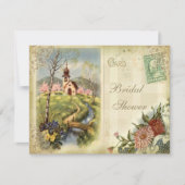 かわいいヴィンテージ教会ブライダルシャワー 招待状 (正面)