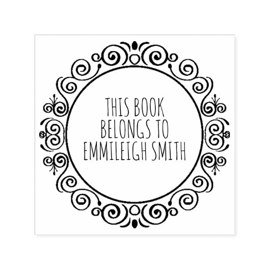 かわいいヴィンテージ旋回フレームブック名札 セルフインキングスタンプ (デザイン)