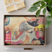 かわいいヴィンテージ日本のガールズイラストレーション 薄葉紙 (ギフト)