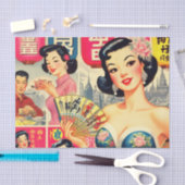 かわいいヴィンテージ日本のガールズイラストレーション 薄葉紙 (クラフト)