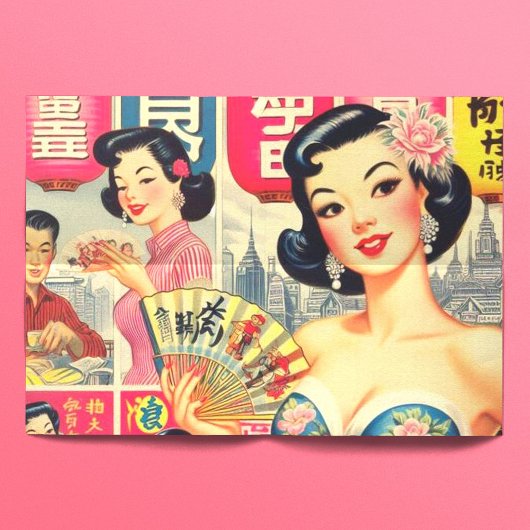 かわいいヴィンテージ日本のガールズイラストレーション 薄葉紙