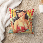 かわいいヴィンテージ日本のガール クッション (ブランケット)