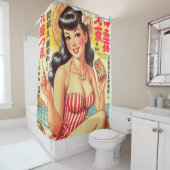 かわいいヴィンテージ日本のガール シャワーカーテン (インサイチュ)