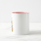 かわいいヴィンテージ春イースターバニーの花 マグカップ (中央)