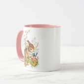 かわいいヴィンテージ春イースターバニーの花 マグカップ (正面左)