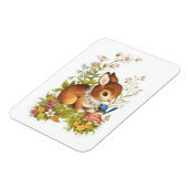 かわいいヴィンテージ春イースターバニーの花 マグネット (左側)