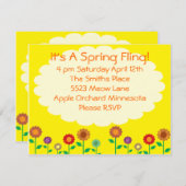 かわいいヴィンテージ春テーマパーティー 招待状 (正面/裏面)