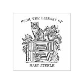 かわいいヴィンテージ本棚キャット ラバースタンプ (インプリント)