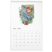 かわいいヴィンテージ水彩スケッチ鳥の子3 カレンダー (3月 2026)