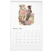 かわいいヴィンテージ水彩スケッチ鳥の子3 カレンダー (2月 2026)