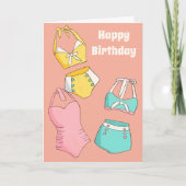かわいいヴィンテージ水着カスタマイズ可能誕生日 カード (正面)