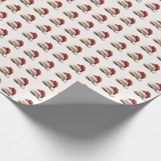 かわいいヴィンテージ水色クリスマスハットパーソナライズされた ラッピングペーパー (角)