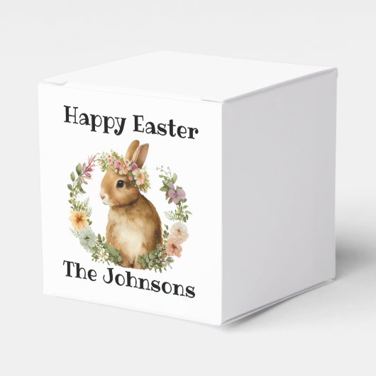 かわいいヴィンテージ水色レトロイースターバニーフローラ フェイバーボックス (正面サイド)