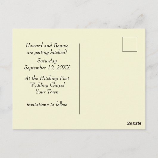 かわいいヴィンテージ漫画カップルの日付を保存 ポストカード (裏面)