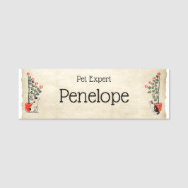 かわいいヴィンテージ犬と猫ペットストア動物専門家 名札