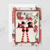 かわいいヴィンテージ犬のクリスマスの挨拶 ポストカード (正面/裏面)