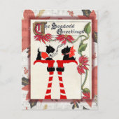 かわいいヴィンテージ犬のクリスマスの挨拶 ポストカード (正面)