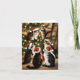 かわいいヴィンテージ猫のクリスマス カード