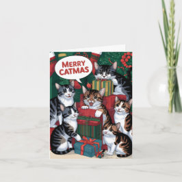 かわいいヴィンテージ猫のクリスマス カード