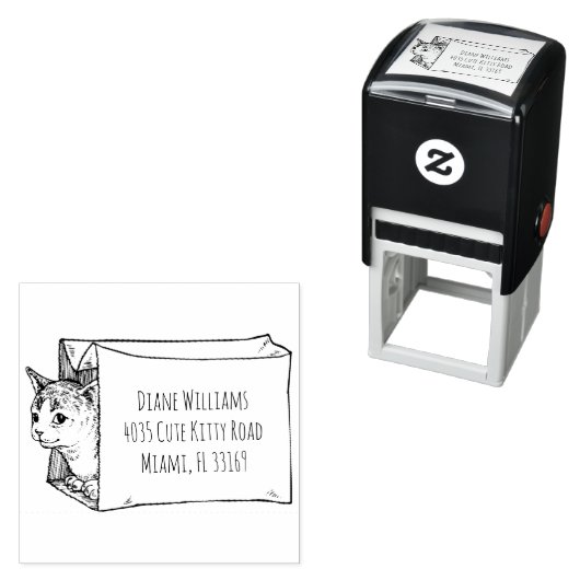 かわいいヴィンテージ猫インバッグ差出人住所 セルフインキングスタンプ (インサイチュ)