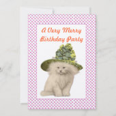 かわいいヴィンテージ猫ヴィンテージライム誕生会 招待状 (裏面)