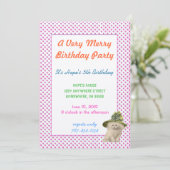 かわいいヴィンテージ猫ヴィンテージライム誕生会 招待状 (スタンド正面)