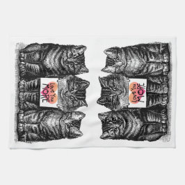 かわいいヴィンテージ猫"愛より多くの"白いタオル キッチンタオル