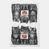 かわいいヴィンテージ猫"愛より多くの"白いタオル キッチンタオル (縦)